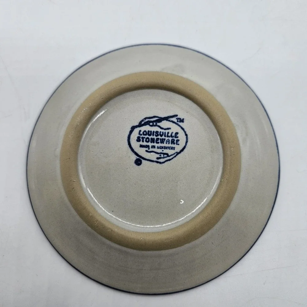 VTG Louisville Stoneware Pottery Bachelor Button Cornflower Coaster Trinket Dish